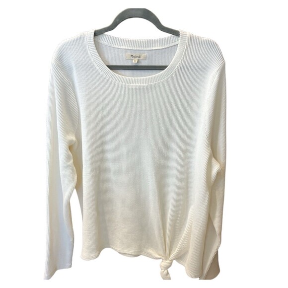 Madewell Texture & Thread Jacquard Knot Front Top Women Size XXL Bright Ivory - Picture 3 of 10